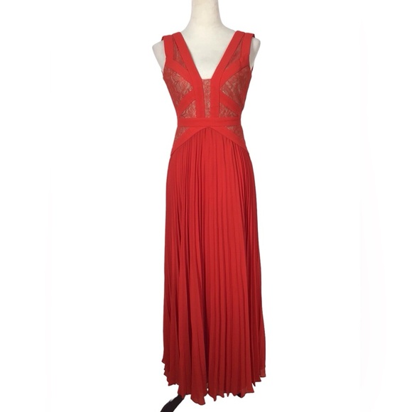 BCBG MAXAZRIA x REVOLVE Bright Poppy Pleated Maxi Dress Size 0 - Picture 4 of 12